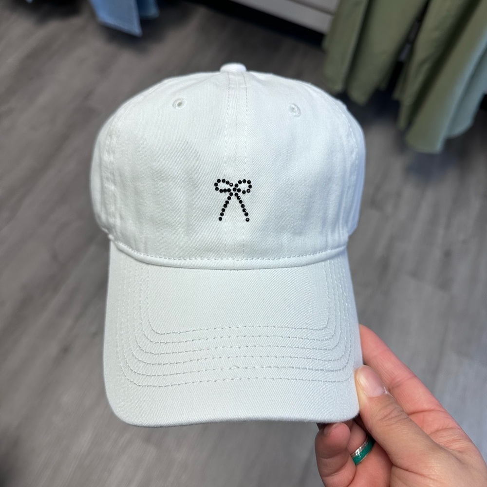Womens White Bow rhinestone embellished Hat Cap Kids Cap